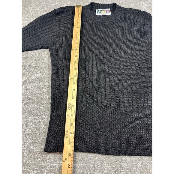 Homestead 100% Baby Alpaca Black Short Sleeve Thick Sweater Size L - Picture 4 of 5